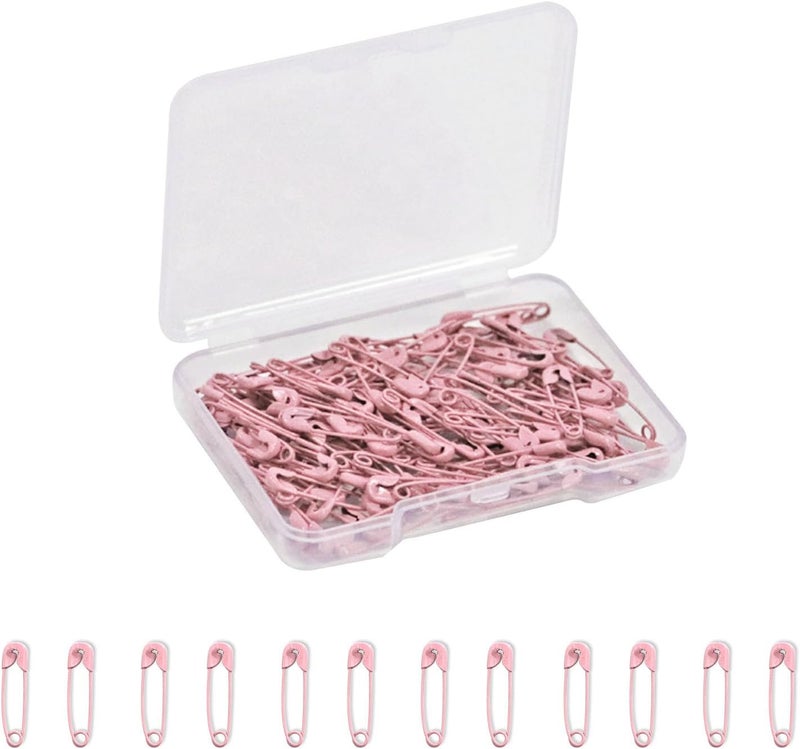 keepsweat Pink Safety Pins,Small Safety Pins for Clothes,19mm Metal Mini Saftey Pin for Tag Art Crafting Sewing Jewelry Making (120Pcs/Box) - Image 1